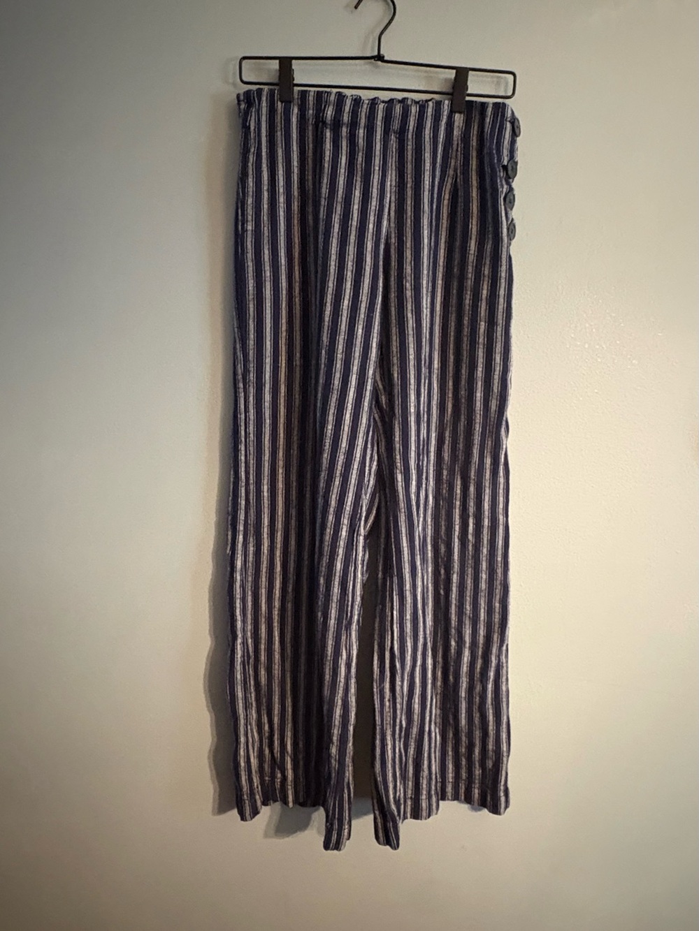 Gap Linen Striped Wide Leg Pants in Navy and White